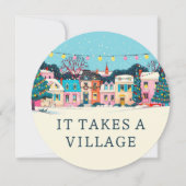 Invitation It Takes A Village Winter Neutral Baby Shower (Devant)