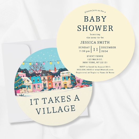 Invitation It Takes A Village Winter Neutral Baby Shower