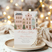 Invitation It takes a village Winter Pink Baby Gir Shower