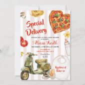Invitation italian baby shower pizza special delivery (Devant)