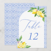 Invitation Italian Blue Tile Lemon Positano Table Number (Devant / Derrière)
