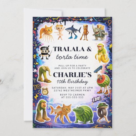 Invitation Italian Brainrot Birthday (Devant)