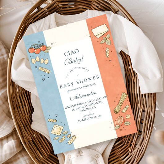 Invitation Italian Café Doodle Baby Shower