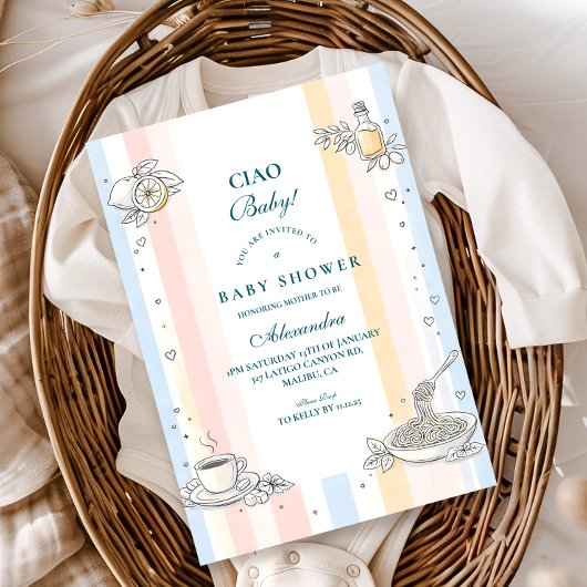 Invitation Italian Café Doodle Baby Shower