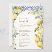 Invitation Italian Floral Lemon Main Squeeze Bridal Shower (Devant)