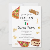 Invitation Italian Food Pizza & Pasta Dinner Party Theme (Devant)