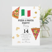 Invitation Italian Food Pizza & Pasta Making Birthday Party (Debout devant)