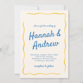 Invitation Italian Hand Written Stripes Wedding (Devant)