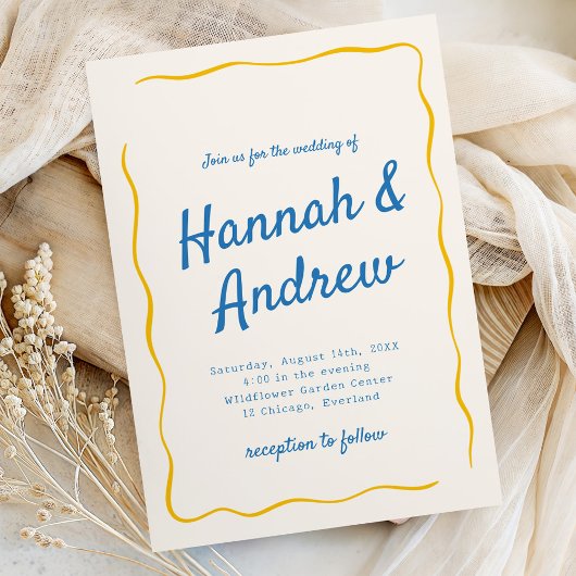Invitation Italian Hand Written Stripes Wedding