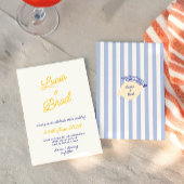 Invitation Italian Hand Written Yellow & Blue Stripes Wedding
