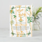Invitation Italian Lemon Ciao Baby Pasta & Pizza Baby Shower (Debout devant)