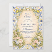 Invitation Italian Lemon Floral Frame Baby Shower (Devant)