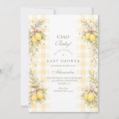 Invitation Italian Lemon Gingham Baby Shower (Devant)