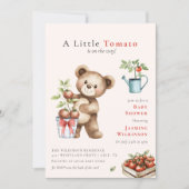 Invitation Italian Theme Teddy Bear Tomato Baby Shower QR (Devant)