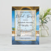 Invitation Italie Elégante Fête des mariées dorée bleue verte (Debout devant)