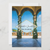 Invitation Italie Elégante Fête des mariées dorée bleue verte (Dos)