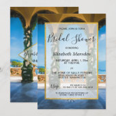 Invitation Italie Elégante Fête des mariées dorée bleue verte (Devant / Derrière)