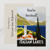 Invitation Italie Lacs Vintage voyage Italie (Devant / Derrière)