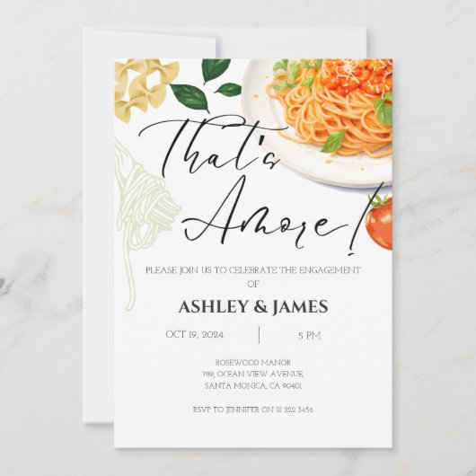 Invitation Italien c'est plus Fiançailles pâtes Décontractées (Devant)