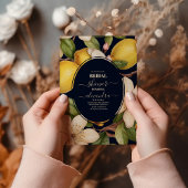 Invitation Italien citron bleu floral script nuptiale