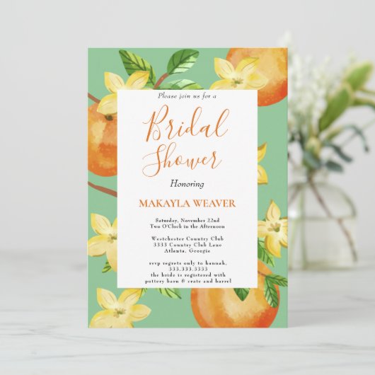 Invitation Italien citron orangé de script nuptiale (Debout devant)