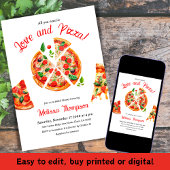 Invitation Italien Love & Pizza Party Fête des mariées en tra