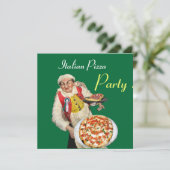 Invitation ITALIEN PIZZA PARTY, RESTAURANT vert noir (Debout devant)