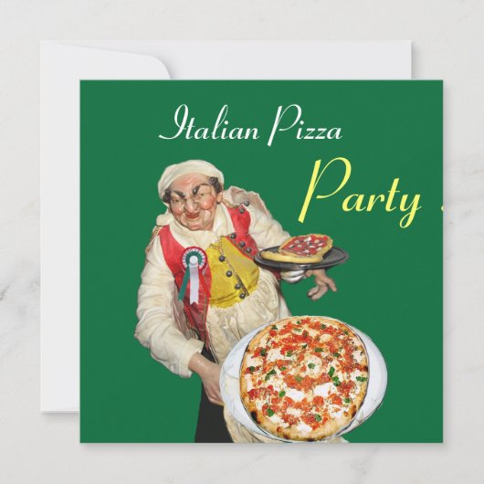 Invitation ITALIEN PIZZA PARTY, RESTAURANT vert noir (Devant)