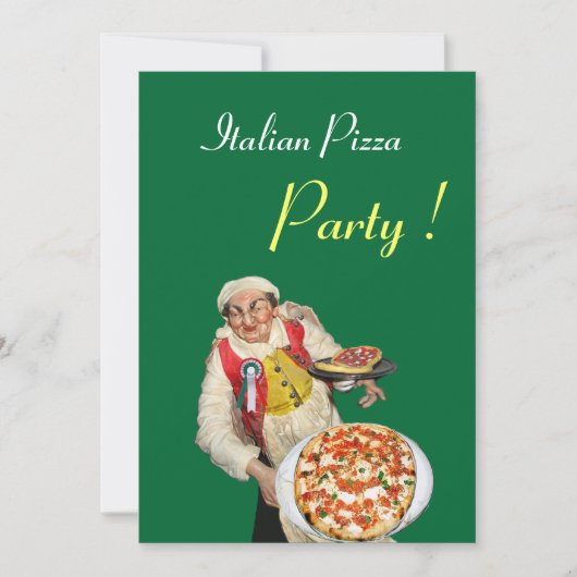 Invitation ITALIEN PIZZA PARTY, RESTAURANT vert noir (Devant)