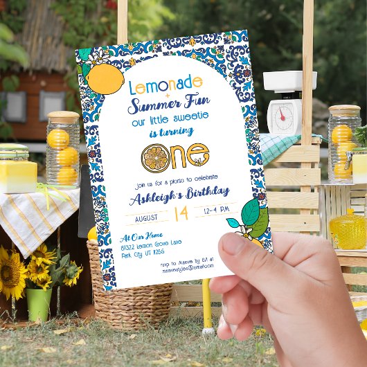 Invitation Italien Summer Lemonade Pique-nique 1er Anniversai