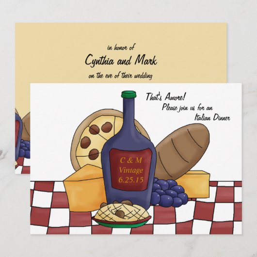 Invitation italienne de dîner (Devant / Derrière)