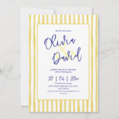 Invitation Italy Citrus Yellow Pinstripe Hand Written Wedding (Devant)