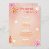 Invitation Itinéraire Bachelorette Disco Flower Power des ann (Devant / Derrière)