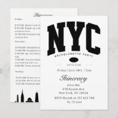 Invitation itinéraire bachelorette new york noir et blanc (Devant / Derrière)