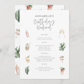 Invitation Itinéraire d'anniversaire rose moderne (Devant / Derrière)