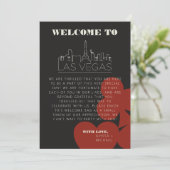 Invitation Itinéraire de bienvenue du Mariage Skyline Las Veg (Debout devant)