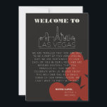 Invitation Itinéraire de bienvenue du Mariage Skyline Las Veg<br><div class="desc">Une destination moderne et amusante sac cadeau de bienvenue de mariage pour remercier vos invités d'être venus à votre événement à Las Vegas! Cette carte de sac de bienvenue mariage est dotée d'un graphisme de couleur rouge, d'un rendu moderne de la ligne d'horizon de Las Vegas et d'une police et...</div>
