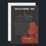 Invitation Itinéraire de bienvenue du Mariage Skyline Las Veg<br><div class="desc">Une destination moderne et amusante sac cadeau de bienvenue de mariage pour remercier vos invités d'être venus à votre événement à Las Vegas! Cette carte de sac de bienvenue mariage est dotée d'un graphisme de couleur rouge, d'un rendu moderne de la ligne d'horizon de Las Vegas et d'une police et...</div>