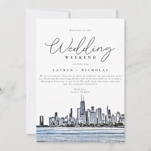 Invitation Itinéraire de bienvenue du week-end Mariage de Chi (Devant)