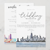 Invitation Itinéraire de bienvenue du week-end Mariage de Chi (Devant / Derrière)