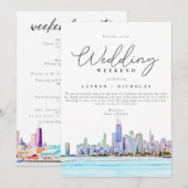 Invitation Itinéraire de bienvenue du week-end Mariage de Chi (Devant / Derrière)