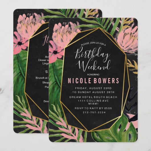 Invitation Itinéraire De Fin De Semaine Anniversai (Devant / Derrière)