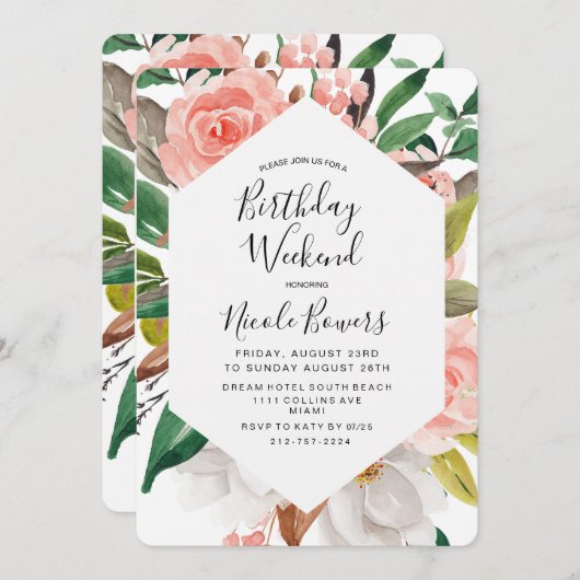 Invitation Itinéraire De Fin De Semaine Anniversai (Devant / Derrière)