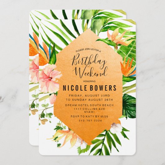 Invitation Itinéraire De Fin De Semaine Anniversai (Devant / Derrière)