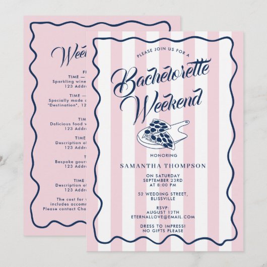 Invitation Itinéraire de future mariée Weekend Bach Pizza Ita (Devant / Derrière)