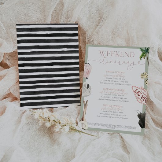 Invitation Itinéraire de la bachelorette de Las Vegas