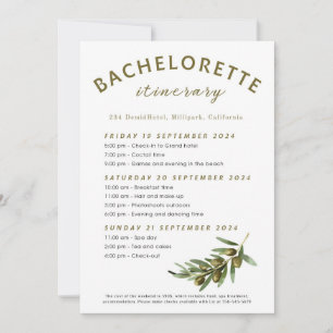 Invitation Itinéraire de la Bachelorette Olives