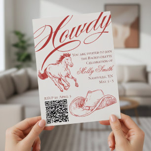 Invitation Itinéraire de la bachelorette rouge occidentale il