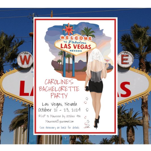 Invitation Itinéraire de la fête de bachelorette de Las Vegas