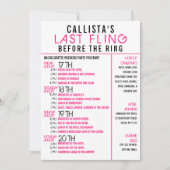 Invitation Itinéraire de la fête de la Bachelorette rose mode (Devant)